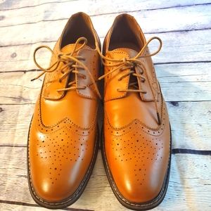 JOUSEN MILAN WINGTIP MEN'S OXFORD TIE-UP LEATHER UPPER TAN SIZE 12